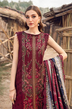 SR-HR515 Dhanak Embroidered Suit With Digital Printed Woolen Shawl