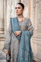 SH-IZ-775 3 Piece - Unstitched Fully Embroided Dhanak Fabric with Shawl