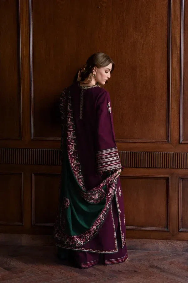 SH-BT 2900 - 3 Piece Unstitched Embroidered Dhanak Fabric With Dhanak Shawl