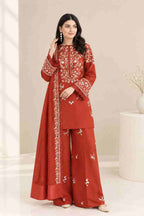 SH-BT-3125 Unstitched Fully Embroidered Dhanak Suit With Embroidered Dhanak Shawl
