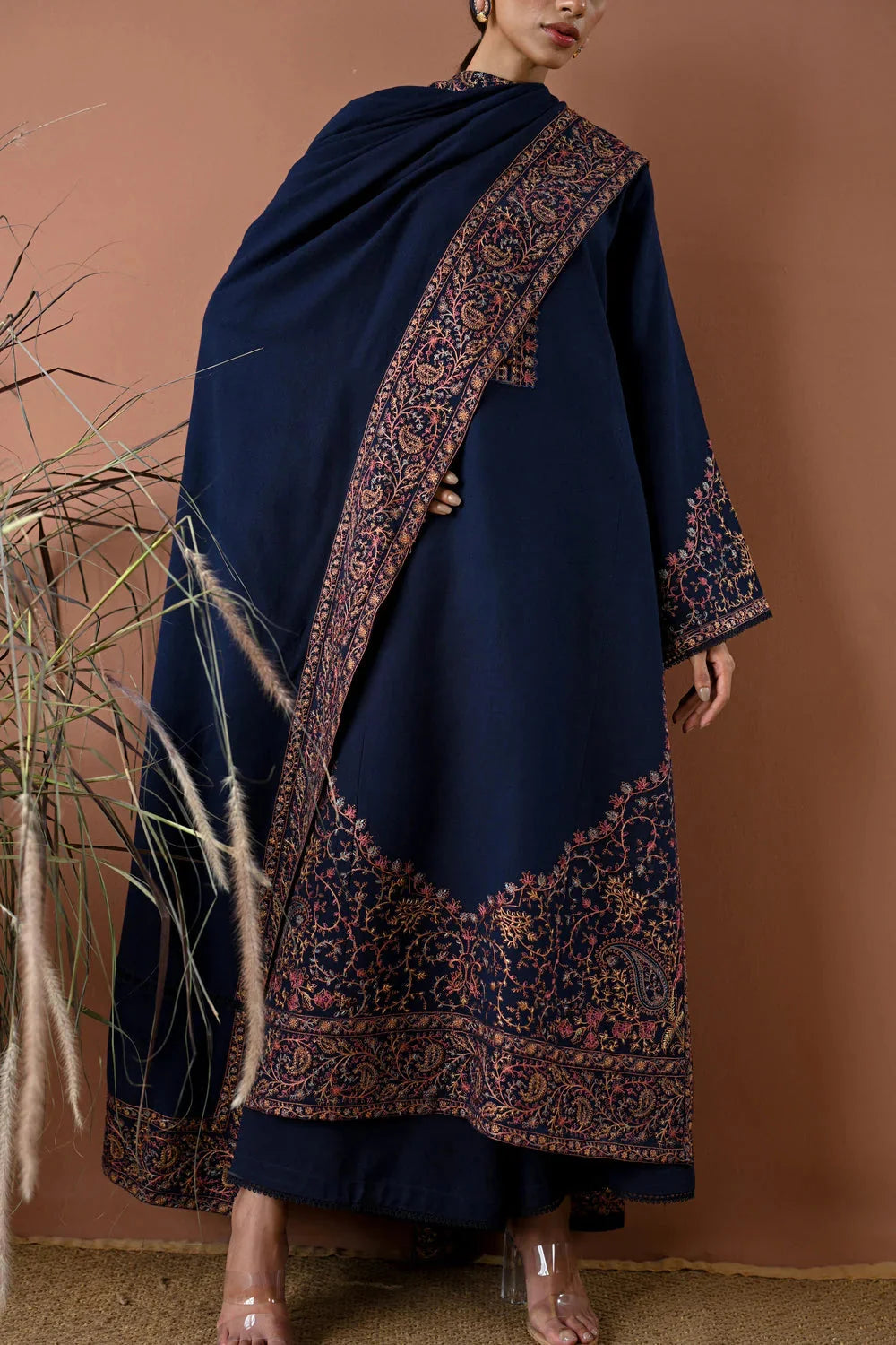 SH-BT 2880A 3 Piece Unstitched Embroidered Dhanak Fabric With Dhanak Shawl