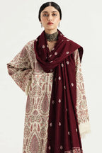 SH-ZS-3020 Dhanak Unstitched Fully Embroidered 3pc Suit With Fully Embroidered Shawl