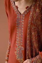 SH-BT-2880B 3 Piece Unstitched Embroidered Dhanak Fabric With Dhanak Shawl