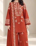 SH-BT-3125 Unstitched Fully Embroidered Dhanak Suit With Embroidered Dhanak Shawl