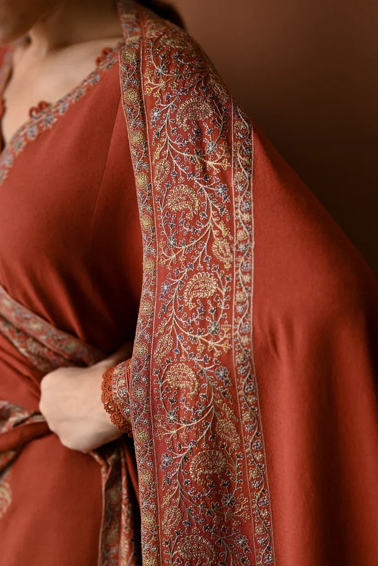 SH-BT-2880B 3 Piece Unstitched Embroidered Dhanak Fabric With Dhanak Shawl
