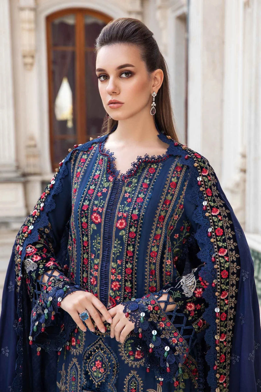 SH-MB-965 3 Piece - Unstitched Fully Embroided Dhanak Fabric