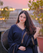 SR-1145 3Pc Unstitched Dhanak Suit with Printed Wool Shawl