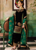 SH-JZ-953 Luxury Embroided Velvet 3 Pc Dress with Embroidered Organza Dupatta
