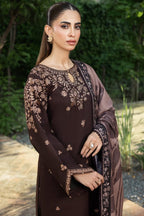 SR-BQ140 Dhanak Embroidered Suit With Digital Printed Wool Shawl