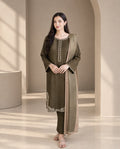 SH-AS-10 3 Piece - Unstitched Embroided Dhanak Fabric with Dhanak Printed Shawl