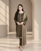 SH-AS-10 3 Piece - Unstitched Embroided Dhanak Fabric with Dhanak Printed Shawl
