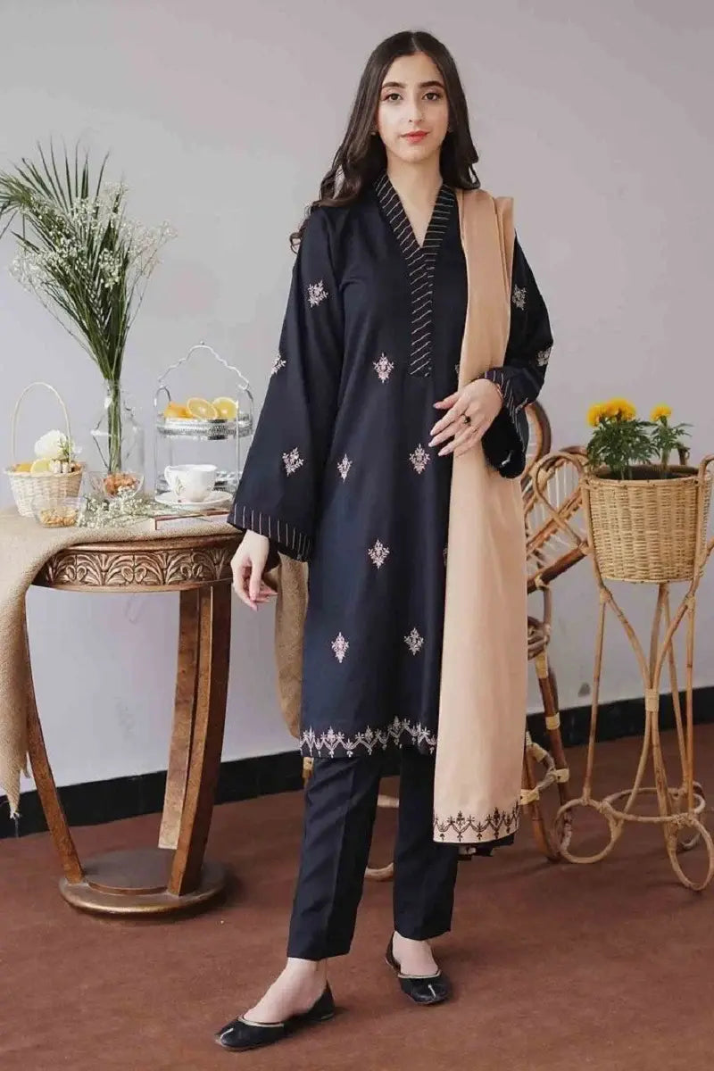 SR-BR1135 Unstitched Heavy Embroidered Dhanak Suit Embroidered Dhanak Shawl