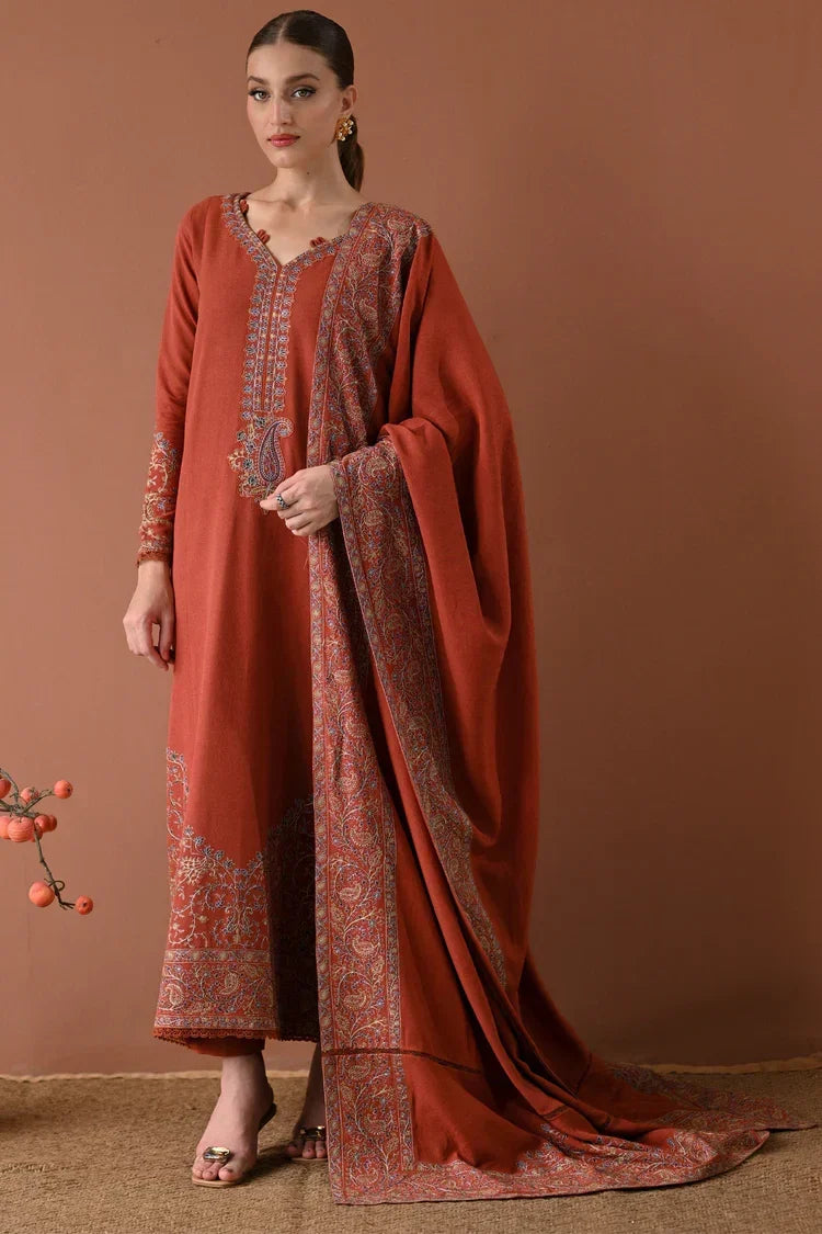 SH-BT-2880B 3 Piece Unstitched Embroidered Dhanak Fabric With Dhanak Shawl