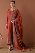 SH-BT-2880B 3 Piece Unstitched Embroidered Dhanak Fabric With Dhanak Shawl