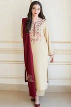 SR-AS25 Unstitched Fully Embroided Dhanak Suit With Dhanak Dupatta