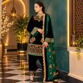 SH-JZ-953 Luxury Embroided Velvet 3 Pc Dress with Embroidered Organza Dupatta