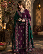 SH-BT 2900 - 3 Piece Unstitched Embroidered Dhanak Fabric With Dhanak Shawl