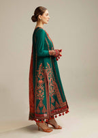 SR-MB525 Dhanak Embroidered Suit With Digital Printed Woolen Shawl