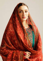SR-MB525 Dhanak Embroidered Suit With Digital Printed Woolen Shawl