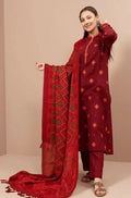 SR-750 Unstitched Embroidered Dhanak Suit Printed Woolen Shawl